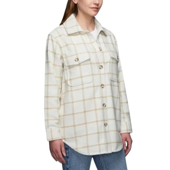 NEW Tilley Plaid Shacket | Beige - Picture 2 of 5